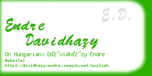 endre davidhazy business card